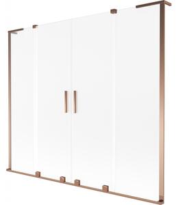 Mexen Velar L Duo, paravan de baie glisant cu 2 aripi 200 x 150 cm, sticlă mată 8 mm, aur roz, 896-200-003-32-60