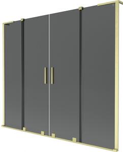 Mexen Velar L Duo, paravan de baie glisant cu 2 aripi 170 x 150 cm, sticlă gri 8 mm, auriu mat, 896-170-003-42-55