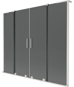 Mexen Velar L Duo, paravan de baie glisant cu 2 aripi 170 x 150 cm, sticlă gri 8 mm, oțel periat, 896-170-003-42-97