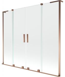 Mexen Velar L Duo, paravan de baie glisant cu 2 aripi 170 x 150 cm, sticlă transparentă de 8 mm, aur roz, 896-170-003-02-60
