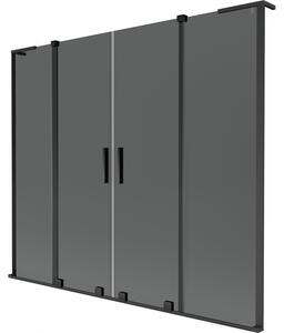 Mexen Velar L Duo, paravan de baie glisant cu 2 aripi 170 x 150 cm, sticlă gri 8 mm, negru mat, 896-170-003-42-70