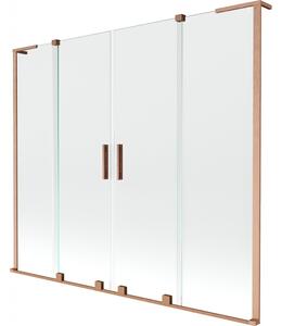 Mexen Velar L Duo, paravan de baie glisant cu 2 aripi 200 x 150 cm, sticlă transparentă de 8 mm, cupru mat, 896-200-003-02-65