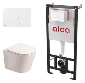 Set complet vas WC suspendat Fluminia, Clementina, Alb, cu rezervor Alca si clapeta alba