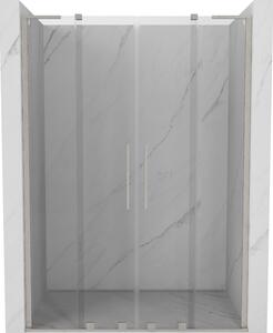 Mexen Velar L Duo, ușă de duș glisantă pentru deschidere 150 cm, sticlă transparentă de 8 mm, oțel periat, 871-150-003-02-97