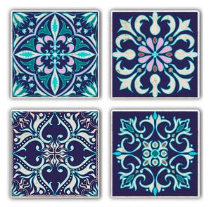 Set platouri de sticlă, 4 bucati Glasswave Transida Multicolor 10x10x1 cm