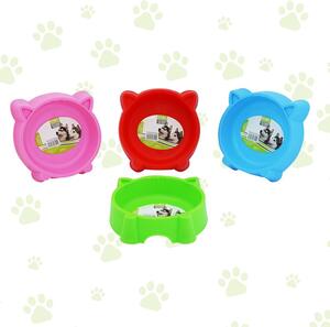 Castron rotund pentru hrana animale, model figurina cu urechi, diametru 17 cm, plastic