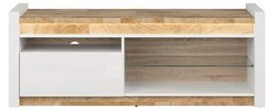 Comoda TV ALAMEDA, alb/stejar, PAL, 147x46x55 cm