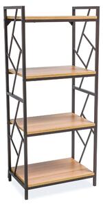 Etajera TABLO R4, stejar/maro inchis, PAL laminat/metal, 60x40x140 cm