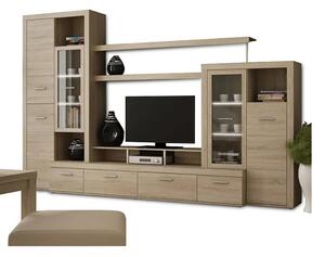Mobilier living ATLANTIS NEW, stejar sonoma, PAL melaminat/sticla, cu