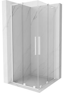 Mexen Velar L Duo, cabină de duș cu ușă glisantă 90 x 90 cm, sticlă transparentă 8 mm, alb mat, 871-090-090-02-03-20