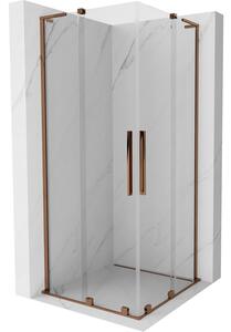 Mexen Velar L Duo, cabină de duș cu ușă glisantă 80 x 80 cm, sticlă transparentă de 8 mm, aur roz, 871-080-080-02-03-60
