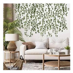 Ghirlanda artificiala iedera decorativa, 6 siruri, 81 de frunze, lungime 12.6 m, verde