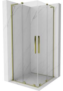 Mexen Velar L Duo, cabină de duș cu ușă glisantă 90 x 90 cm, sticlă transparentă de 8 mm, auriu lucios, 871-090-090-02-03-50