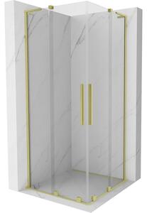 Mexen Velar L Duo, cabină de duș cu ușă glisantă 80 x 80 cm, sticlă transparentă de 8 mm, auriu mat, 871-080-080-02-03-55