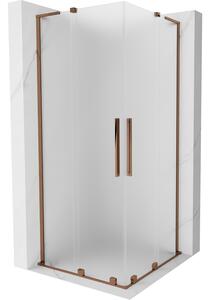 Mexen Velar L Duo, cabină de duș cu ușă glisantă 80 x 80 cm, sticlă mată 8 mm, aur roz, 871-080-080-02-33-60