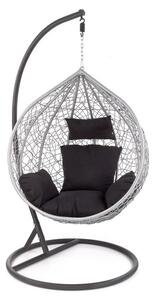 Balansoar gradina EGGY, gri/negru, rattan sintetic/stofa, 106x106x195