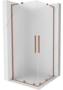 Mexen Velar L Duo, cabină de duș cu ușă glisantă 80 x 80 cm, sticlă mată 8 mm, cupru mat, 871-080-080-02-33-65
