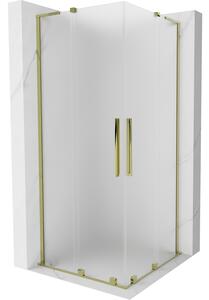 Mexen Velar L Duo, cabină de duș cu ușă glisantă 80 x 80 cm, sticlă mată 8 mm, auriu lucios, 871-080-080-02-33-50