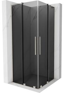 Mexen Velar L Duo, cabină de duș cu ușă glisantă 80 x 80 cm, sticlă gri 8 mm, oțel periat, 871-080-080-02-43-97