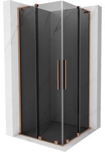 Mexen Velar L Duo, cabină de duș cu ușă glisantă 80 x 80 cm, sticlă gri 8 mm, cupru mat, 871-080-080-02-43-65