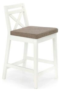 Scaun bar BORYS LOW, bej - Inari 23/alb, stofa/lemn, 41x48x83 cm