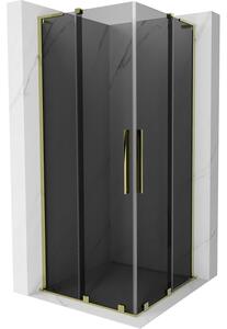 Mexen Velar L Duo, cabină de duș cu ușă glisantă 100 x 100 cm, sticlă gri 8 mm, auriu lucios, 871-100-100-02-43-50