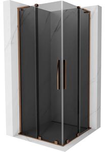 Mexen Velar L Duo, cabină de duș cu ușă glisantă 80 x 80 cm, sticlă gri 8 mm, aur roz, 871-080-080-02-43-60