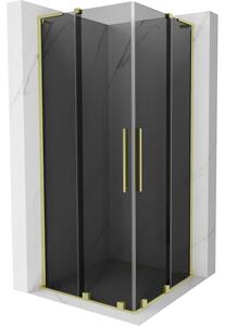 Mexen Velar L Duo, cabină de duș cu ușă glisantă 80 x 80 cm, sticlă gri 8 mm, auriu mat, 871-080-080-02-43-55