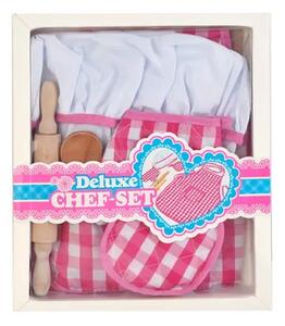 Set de gatit pentru copii, 7 elemente, sort, boneta, ustensile, tinuta completa Chef