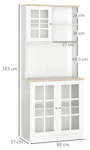 Buffet modern Homcom din lemn MDF alb cu 2 vitrine 80 x 37 x 183 cm