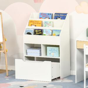 Biblioteca pentru Copii cu mai Multe Rafturi Suport de Organizare cu Sertar de Depozitare pentru Camera de Joaca, Alb HOMCOM | Aosom RO