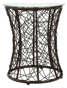 Masa gradina SALMAR NEW, transparent/negru, sticla securizata/rachita