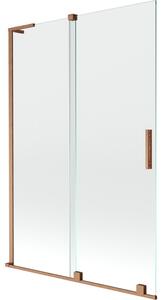 Mexen Velar L, paravan de baie glisant cu 2 aripi 120 x 150 cm, sticlă transparentă de 8 mm, cupru mat, 896-120-003-01-65