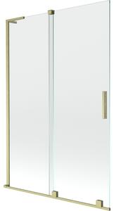Mexen Velar L, paravan de baie glisant cu 2 aripi 120 x 150 cm, sticlă transparentă de 8 mm, profil auriu mat, 896-120-003-01-55