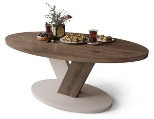 Mazzoni LOVA Nuc Elegant/Bej Taupe - MĂSUȚĂ OVALĂ 110x60 cm MĂSUȚĂ DE CAFEA MODERNĂ