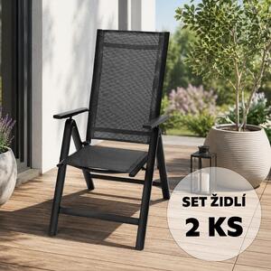 Set 2 scaune din aluminiu, reglabil, Avenberg ISLA - negru