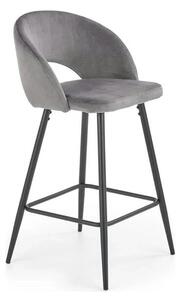 Scaun bar H96, gri/negru, stofa/otel, 48x49x89 cm