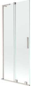 Mexen Velar L, paravan de baie glisant cu 2 aripi 80 x 150 cm, sticlă transparentă de 8 mm, oțel periat, 896-080-003-01-97