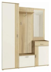 Mobilier hol AMALIA, stejar sonoma/alb, PAL, 145x29x188 cm
