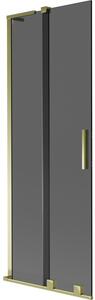 Mexen Velar L, paravan de baie glisant cu 2 aripi 70 x 150 cm, sticla gri 8 mm, auriu lucios, 896-070-003-41-50