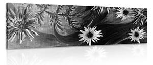 Tablou flori pe fundal alb-negru