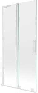 Mexen Velar L, paravan de baie glisant cu 2 aripi 90 x 150 cm, sticlă transparentă de 8 mm, profil alb, 896-090-003-01-20
