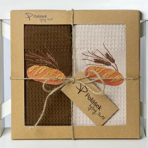 Prosoape de bucătărie waffle brodate cu motiv – Set de 2 bucăți - Pâine nr. 15