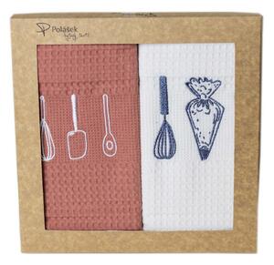 Prosoape de bucătărie waffle brodate cu motiv – Set de 2 bucăți - Ustensile de copt nr. 1