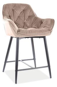 Scaun bar living CHERRY H-2, bej - Bluvel 28/negru mat, stofa catifela