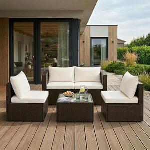 Set mobilier de grădină din ratan Avenberg PRAIA maro/bej