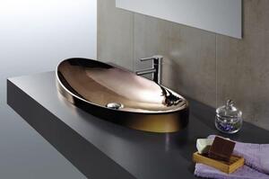 Lavoar incastrat bronz lucios 90 cm, oval, Gala Klea Bronz lucios, 900x400 mm