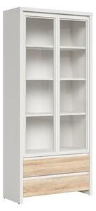 Vitrina KASPIAN, alb/stejar, PAL, 90x41x201 cm