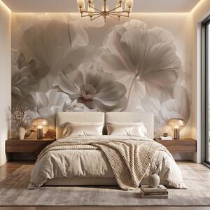 Tapet Petale de magnolie în nuanțe de crem, în stil abstract, Fototapet Flori, w09937 : Uwalls.ro