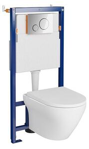 Set vas wc suspendat Larga oval cu capac soft close, rezervor incastrat Tech Line Opti si clapeta crom lucios